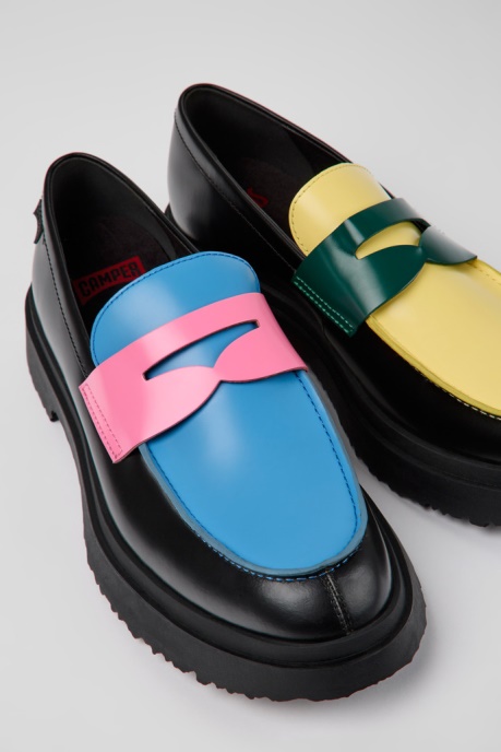 Camper AU Design Twins Multicolored Leather Loafers For Men