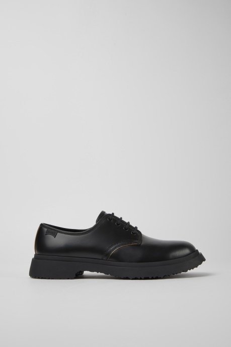 Camper AU Design Walden Black Leather Lace-Up Shoes For Men