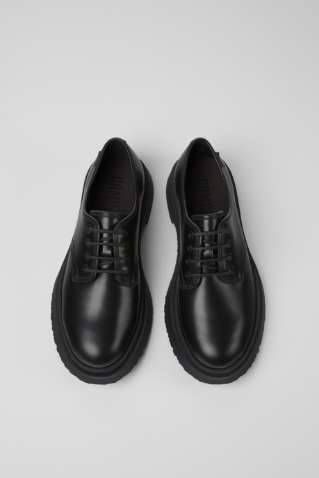 Camper AU Design Walden Black Leather Lace-Up Shoes For Men