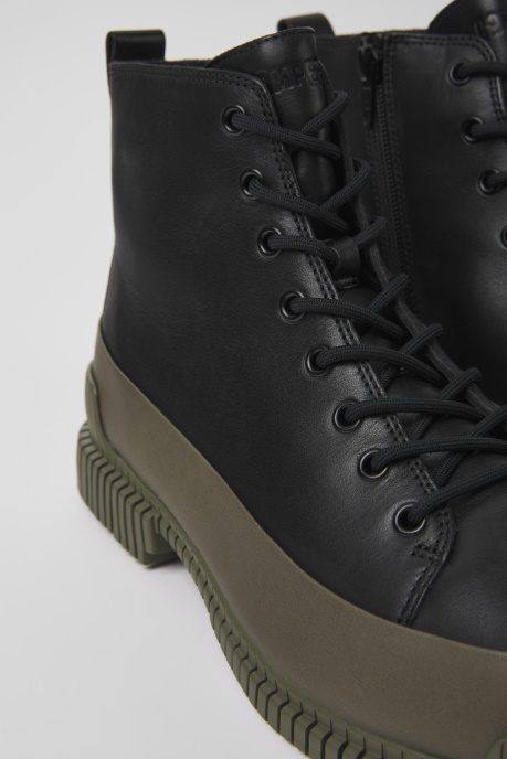 Camper AU Design Pix Black And Green Leather Ankle Boots For Men