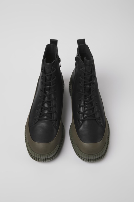 Camper AU Design Pix Black And Green Leather Ankle Boots For Men