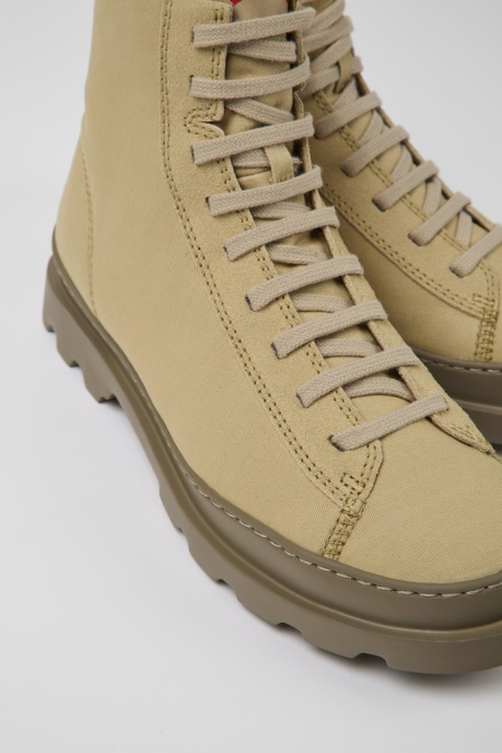Camper AU Brutus Beige Textile And Nubuck Ankle Boots For Men New Arrivals