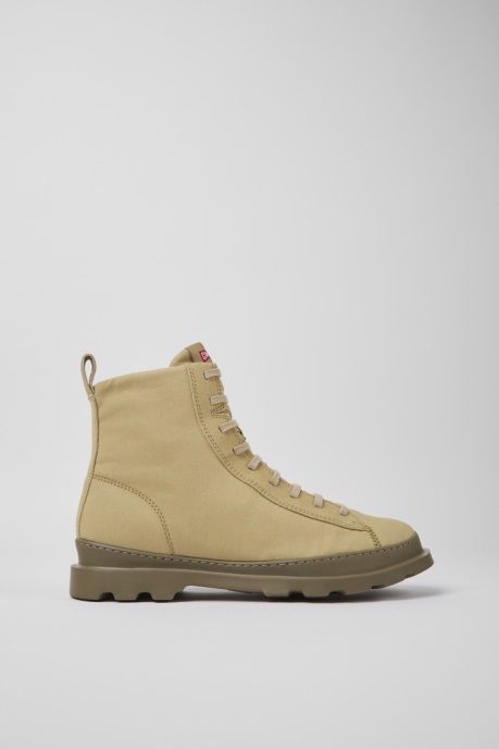 Camper AU Brutus Beige Textile And Nubuck Ankle Boots For Men New Arrivals
