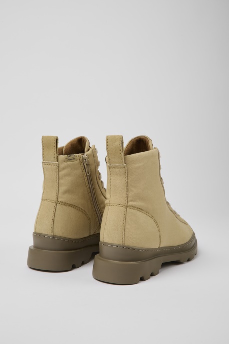 Camper AU Brutus Beige Textile And Nubuck Ankle Boots For Men New Arrivals
