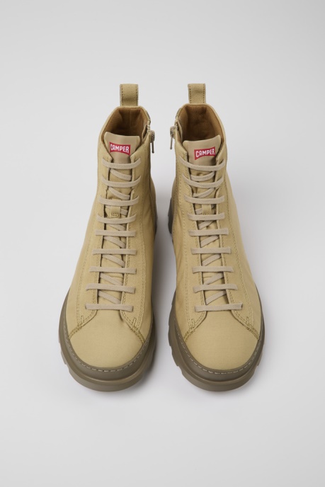 Camper AU Brutus Beige Textile And Nubuck Ankle Boots For Men New Arrivals