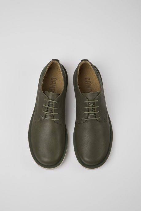 Exclusive Camper AU Wagon Green Leather Shoes For Men
