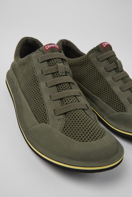 Camper AU Design Beetle Green Textile And Nubuck Shoes For Men