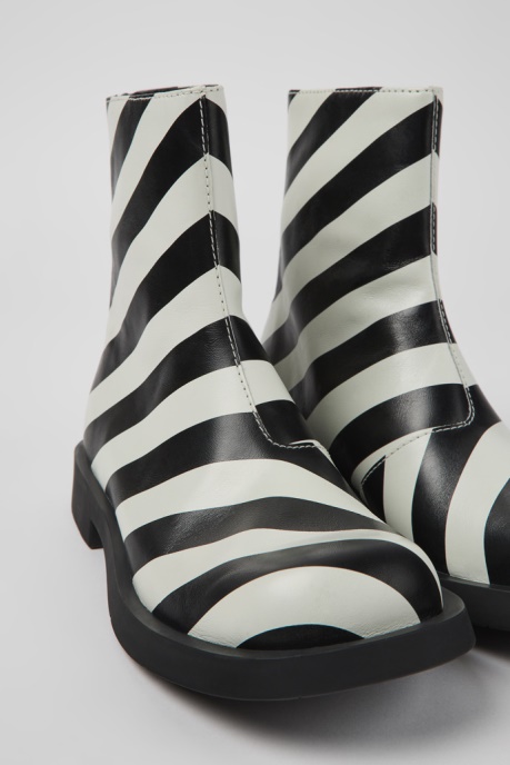 Mil 1978 Black And White Leather Ankle Boots For Men Exclusive Camper AU