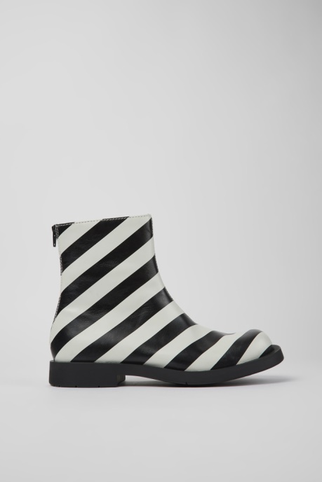 Mil 1978 Black And White Leather Ankle Boots For Men Exclusive Camper AU