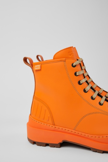 Camper AU Design Brutus Trek Michelin Orange Leather Ankle Boots For Men