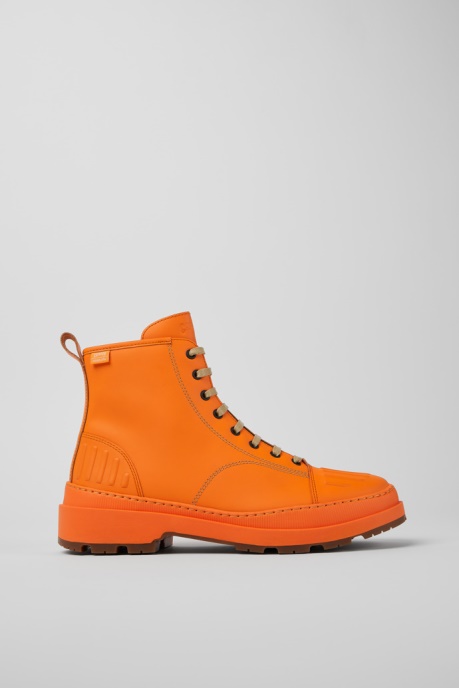 Camper AU Design Brutus Trek Michelin Orange Leather Ankle Boots For Men