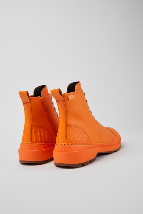 Camper AU Design Brutus Trek Michelin Orange Leather Ankle Boots For Men