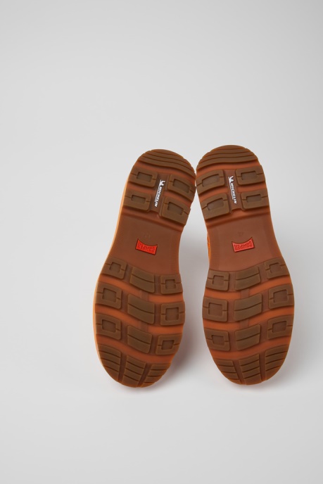 Camper AU Design Brutus Trek Michelin Orange Leather Ankle Boots For Men