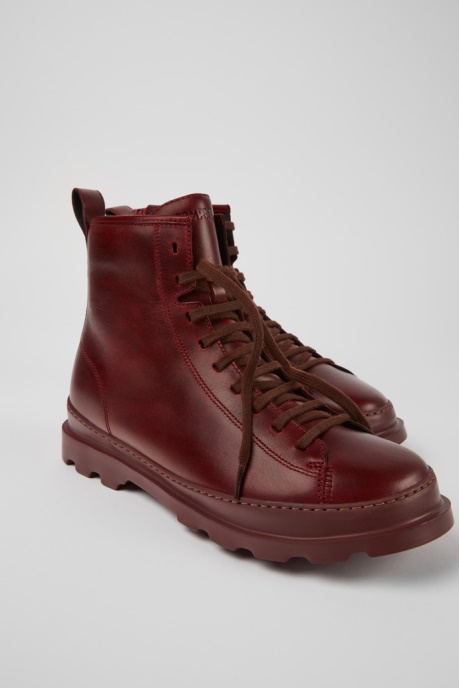 Design Brutus Burgundy Leather Ankle Boots For Men Camper AU