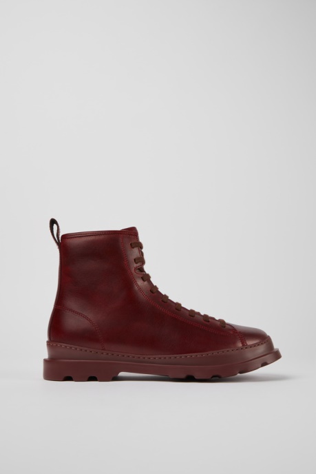 Design Brutus Burgundy Leather Ankle Boots For Men Camper AU