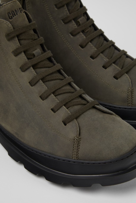 Camper AU Brutus Dark Green Nubuck Ankle Boots For Men New Arrivals