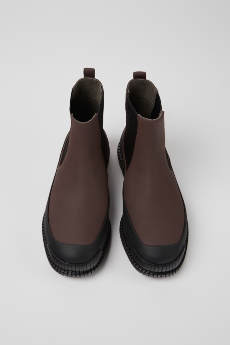 Camper AU Pix Brown And Black Leather Chelsea Boots For Men New Arrivals