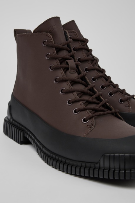 Design Pix Brown And Black Leather Lace-Up Boots For Men Camper AU