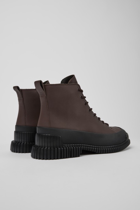 Design Pix Brown And Black Leather Lace-Up Boots For Men Camper AU