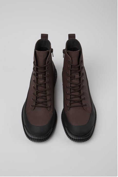 Design Pix Brown And Black Leather Lace-Up Boots For Men Camper AU