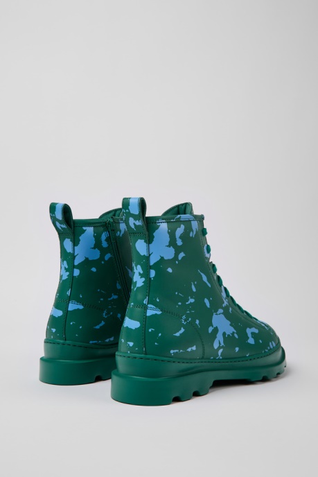 Camper AU Design Brutus Green And Blue Leather Ankle Boots For Men