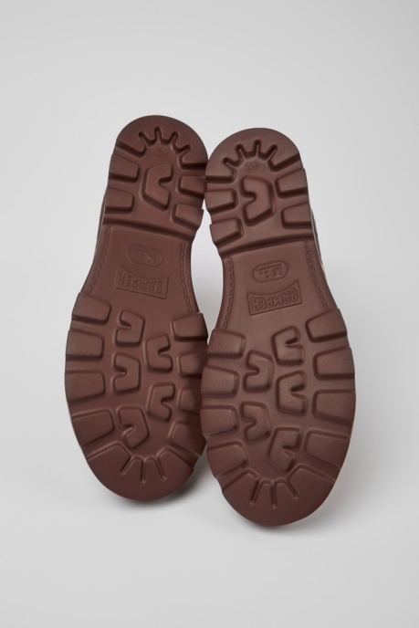 Camper AU Brutus Burgundy And Orange Leather Ankle Boots For Men New Arrivals