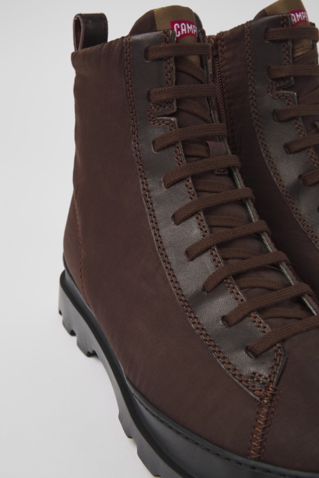 Exclusive Camper AU Brutus Brown Textile And Leather Ankle Boots For Men
