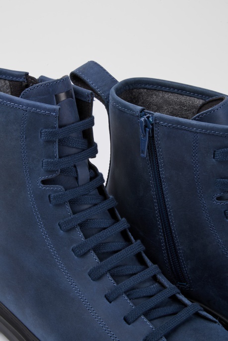 Camper AU Design Brutus Blue Waxed Nubuck Lace-Up Boots