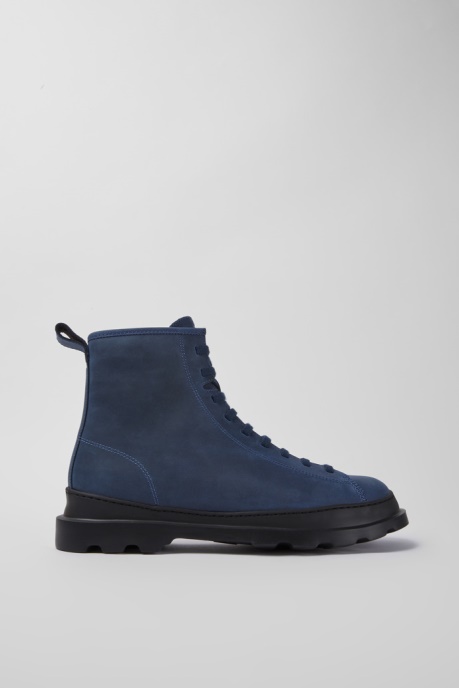 Camper AU Design Brutus Blue Waxed Nubuck Lace-Up Boots