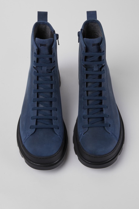 Camper AU Design Brutus Blue Waxed Nubuck Lace-Up Boots