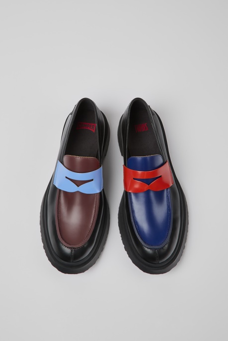 Camper AU Design Twins Black Leather Loafers For Men