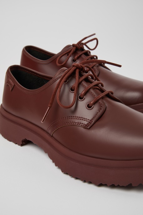 Design Walden Burgundy Leather Lace-Up Shoes For Men Camper AU
