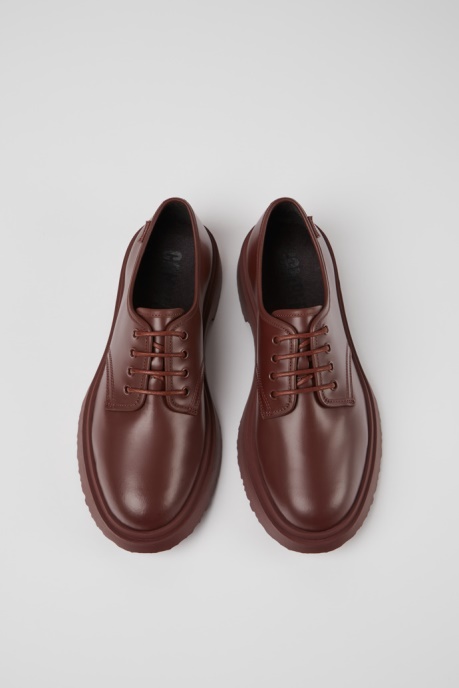 Design Walden Burgundy Leather Lace-Up Shoes For Men Camper AU
