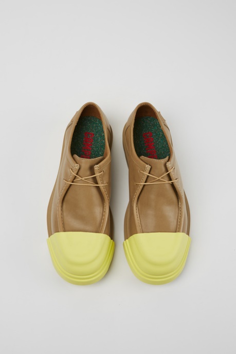 Design Junction Beige Leather Shoes For Men Camper AU