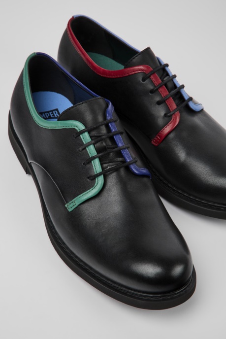 Exclusive Camper AU Twins Black Leather Lace-Up Shoes For Men
