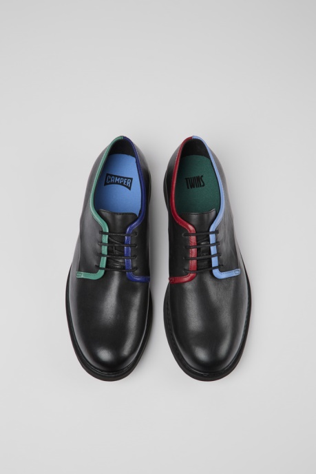 Exclusive Camper AU Twins Black Leather Lace-Up Shoes For Men