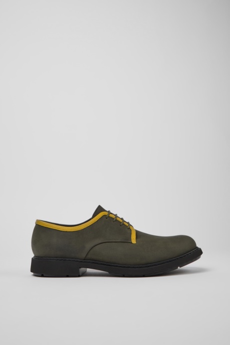 Camper AU Design Twins Green Leather Lace-Up Shoes For Men