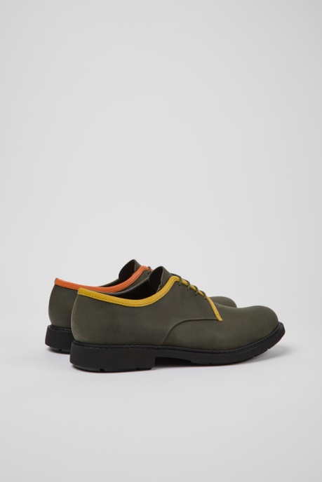 Camper AU Design Twins Green Leather Lace-Up Shoes For Men