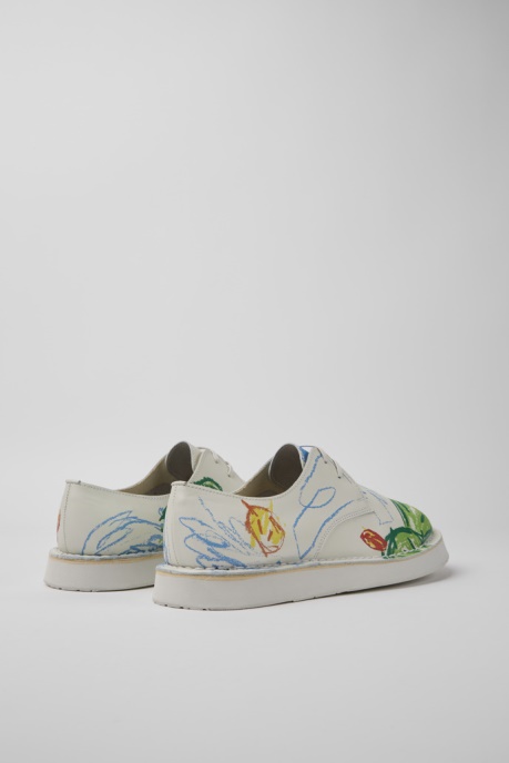 Camper AU Twins White Printed Leather Lace-Up Shoes For Men New Arrivals