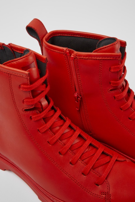Brutus Red Leather Lace-Up Boots Camper AU New Arrivals