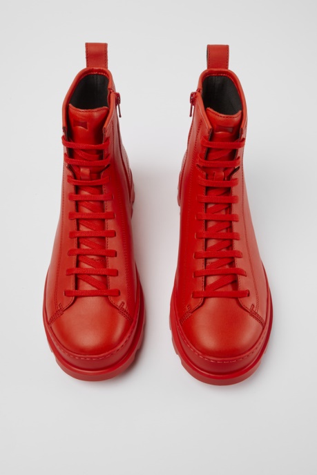Brutus Red Leather Lace-Up Boots Camper AU New Arrivals