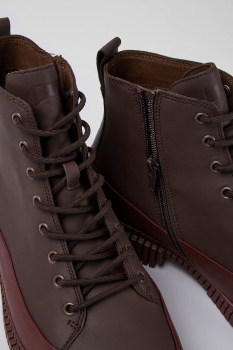 Camper AU Pix Burgundy Lace-Up Leather Boots New Arrivals