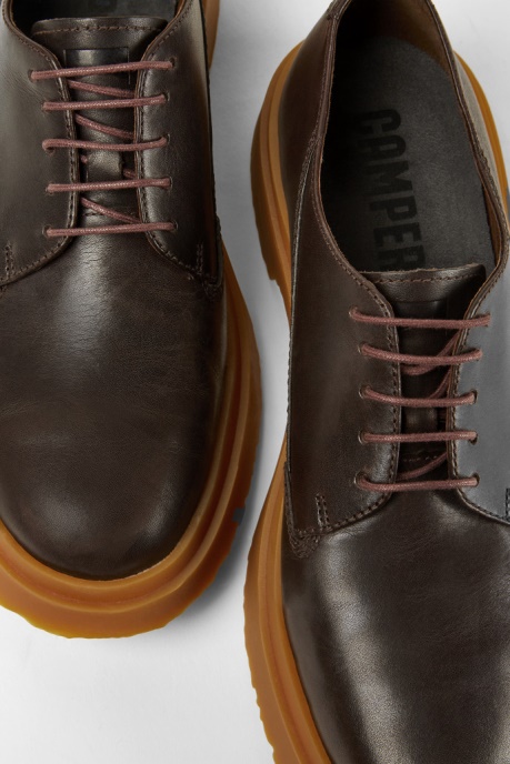 Camper AU Design Walden Dark Brown Leather Lace-Up Shoes