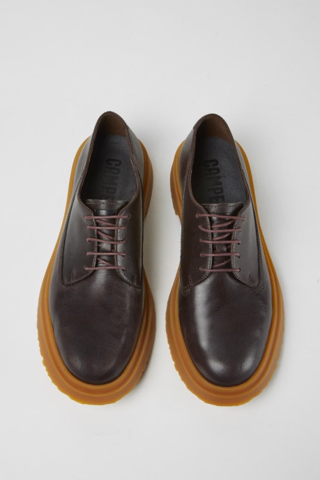 Camper AU Design Walden Dark Brown Leather Lace-Up Shoes