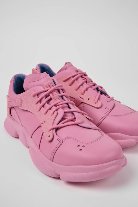 Design Karst Pink Leather And Textile Sneakers For Men Camper AU