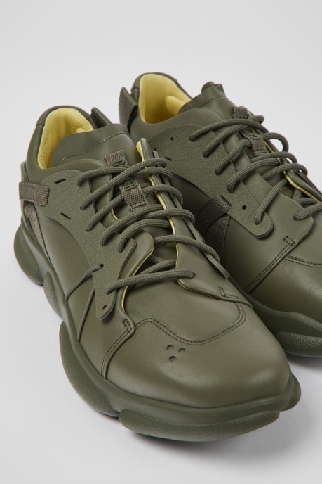 Karst Green Leather And Textile Sneakers For Men Camper AU New Arrivals