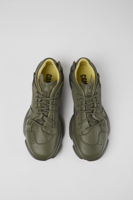 Karst Green Leather And Textile Sneakers For Men Camper AU New Arrivals