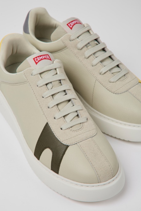 Camper AU Design Twins Gray Leather And Nubuck Sneakers For Men