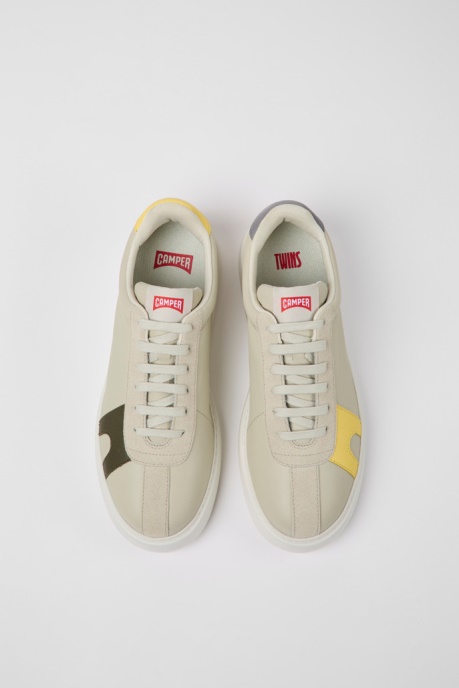 Camper AU Design Twins Gray Leather And Nubuck Sneakers For Men