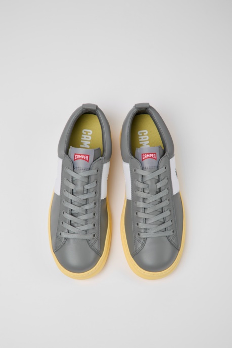 Design Runner Gray And Yellow Leather Sneakers For Men Camper AU